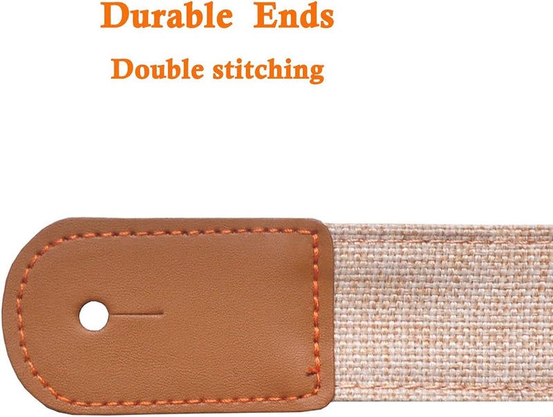 Farcaya Ukulele Strap for Soprano Concert Tenor Baritone Uke Mandolins Banjos Cotton Soft Cotton Linen Style with Picks Locks Buttons End Pins Musical Instrument Accerssories (Beige) - Image 3